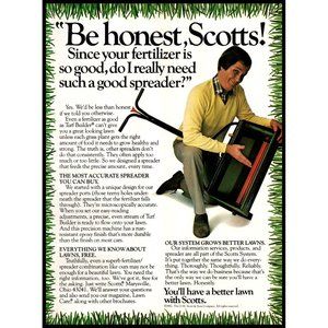 1982 Scotts Lawn Care Fertilizer Spreader Vintage Print Ad Summer Wall Art Photo